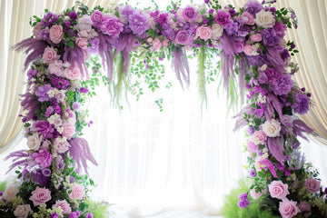 Avezano Purple Flowers Arch Wedding Party Photography Backdrop Designed By Polly Ro Design
