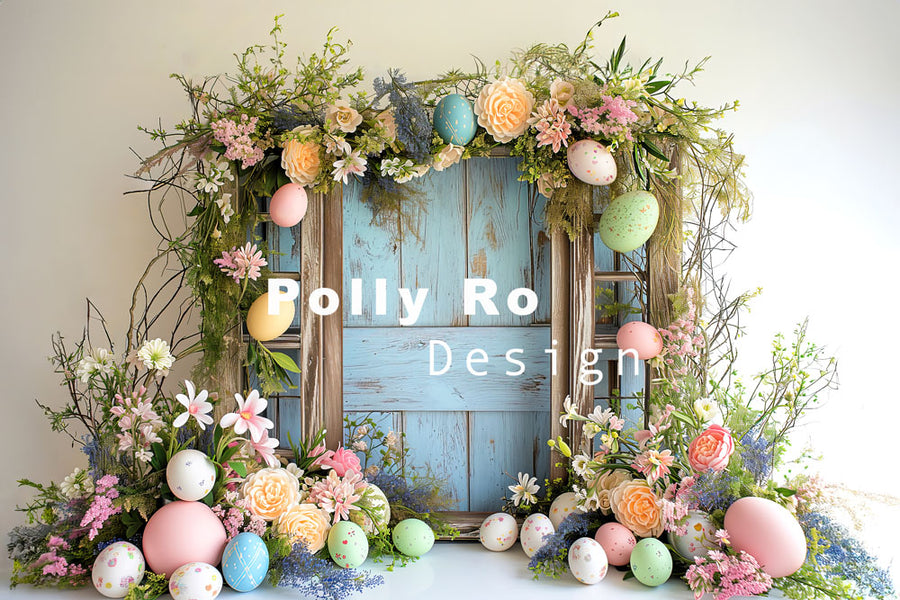 Avezano Easter Small Blue Wooden Door Decoration Photography Backdrop Designed By Polly Ro Design