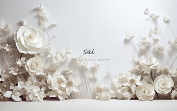 Avezano White Flowers on the Wall Photography Backdrop Designed Sai photo & videography