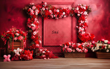 Avezano Valentine's Day Flowers and Red Wall Photography Backdrop Designed Sai photo & videography