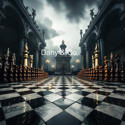 Toile de fond photographique à motif damier noir et blanc d'Avezano conçue par Danyelle Pinnington 