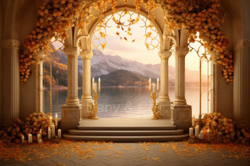 Avezano Wedding Arch in the Middle of a Lake Backdrop Designed By Danyelle Pinnington