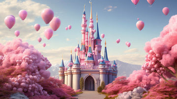 Avezano Pink Balloons and Castle Backdrop Designed By Danyelle Pinnington
