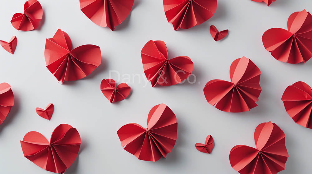 Avezano Valentines Day Card with Red Heartshaped Paper Backdrop Design