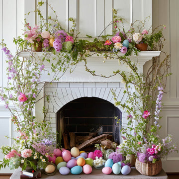 Avezano Easter and White Fireplace Photography Backdrop Designed By Danyelle Pinnington