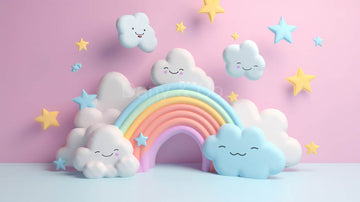 Avezano Rainbow and Clouds Cake Smash Photography Backdrop Designed By Danyelle Pinnington