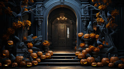 Décoration de porte d'Halloween Avezano Toile de fond de photographie de citrouille conçue par Danyelle Pinnington 