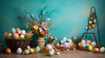 Avezano Easter Flowers and Eggs Photography Backdrop Designed By Danyelle Pinnington