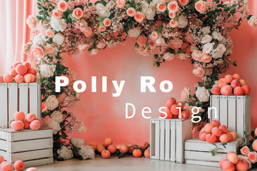 Avezano Pink Peach and Flower Arch Photography Backdrop Designed By Polly Ro Design