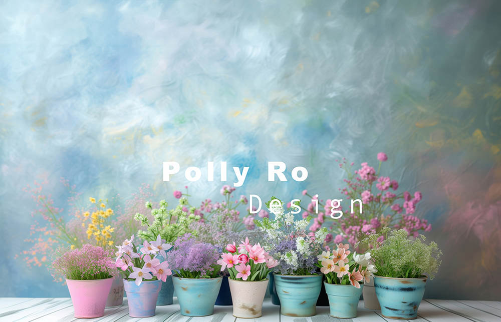 Avezano Spring Potted Flowers Photography Backdrop Designed By Polly Ro Design