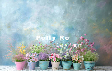 Avezano Spring Potted Flowers Photography Backdrop Designed By Polly Ro Design