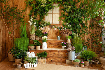 Avezano Spring Potted Plant Green Leaves Backdrop Designed By Danyelle Pinnington