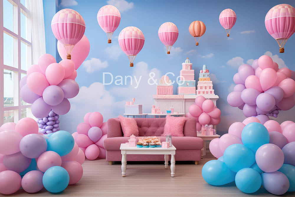 Avezano Pink Hot Air Balloon Birthday Party Backdrop Designed By Danyelle Pinnington