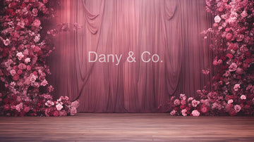 Avezano Pink Curtains and Flowers Backdrop Designed By Danyelle Pinnington