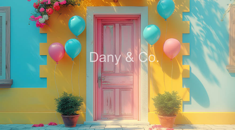 Avezano Blue and Yellow Wall House Backdrop Designed By Danyelle Pinnington