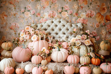 Avezano Pink Pumpkin and Headboard Photography Backdrop Designed By Polly Ro Design