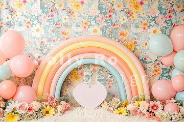 Avezano Colorful Flowers and Arches Cake Smash Photography Backdrop Designed By Polly Ro Design