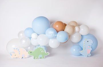 Avezano Cute Dino and Balloons Backdrop for Photography By Paula Easton