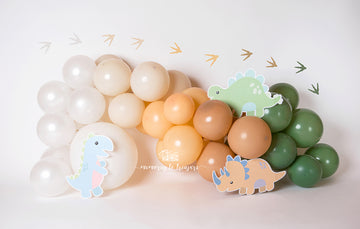 Avezano Dino and Balloons Cake Smash Backdrop for Photography By Paula Easton