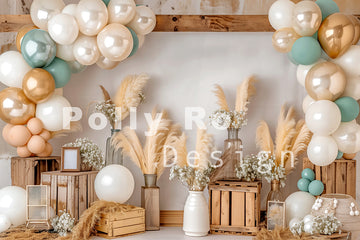 Avezano Decorated Balloons in Bohemian Style Backdrop Designed By Polly Ro Design