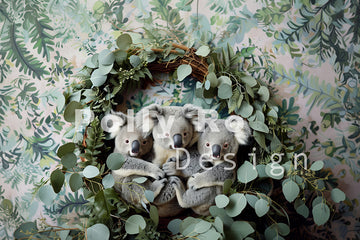 Avezano Cute Koalas and Leaves Backdrop Designed By Polly Ro Design