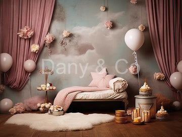 Avezano Pink Cake Smash Digital Backdrop Designed By Elegant Dreams