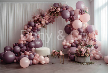 Avezano Purple Balloon Party Digital Backdrop Designed By Elegant Dreams