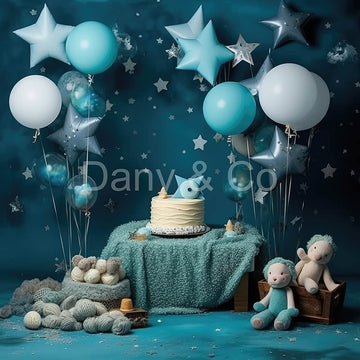 Avezano Blue Star Balloons and Cake Backdrop Designed By Danyelle Pinnington