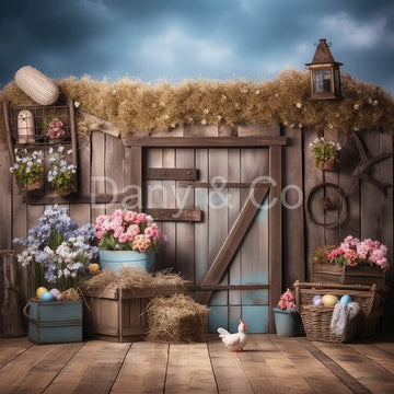 Avezano Easter Wooden Door Chicks and Flowers Backdrop Designed By Danyelle Pinnington