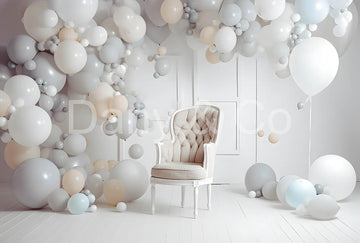 Avezano White Room and Gray Balloon Backdrop Designed By Danyelle Pinnington