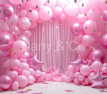 Avezano Pink Balloons and Star Pendants Backdrop Designed By Danyelle Pinnington