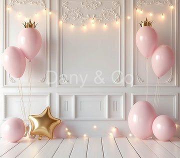 Avezano Carved White Walls and Pink Balloons Backdrop Designed By Danyelle Pinnington