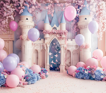 Avezano Purple Balloon and Butterfly Castle Backdrop Designed By Danyelle Pinnington