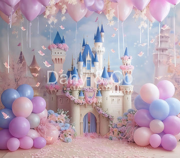 Avezano Castles and Balloons Digital Backdrop Designed By Elegant Dreams