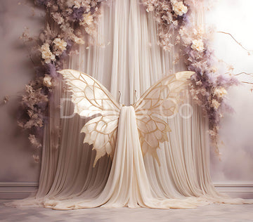 Avezano White Butterfly Wings Digital Backdrop Designed By Elegant Dreams