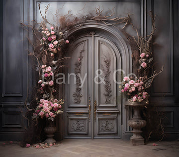 Avezano Vintage Doors and Flowers Digital Backdrop Designed By Elegant Dreams