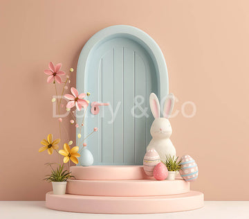 Avezano Easter Pink Walls and Blue Doors Backdrop Designed By Danyelle Pinnington