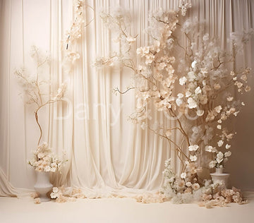 Avezano White Curtains and Flowers Backdrop Designed By Danyelle Pinnington