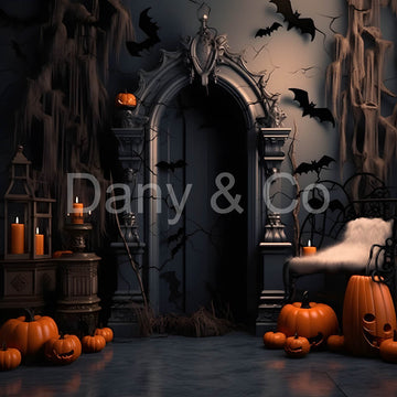 Avezano Halloween Bat and the Pumpkin Backdrop Designed By Danyelle Pinnington