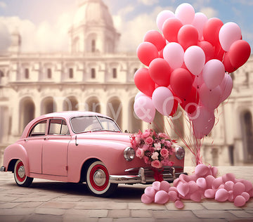 Avezano Valentine's Day Pink Cars and Flower Backdrop Designed By Danyelle Pinnington