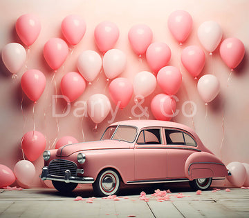 Avezano Valentine's Day Pink Cars and Balloon Backdrop Designed By Danyelle Pinnington