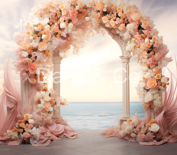 Avezano Rose Arch Wedding by the Sea Backdrop Designed By Danyelle Pinnington