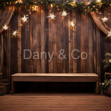 Avezano Star Lights and Wooden Houses Backdrop Designed By Danyelle Pinnington