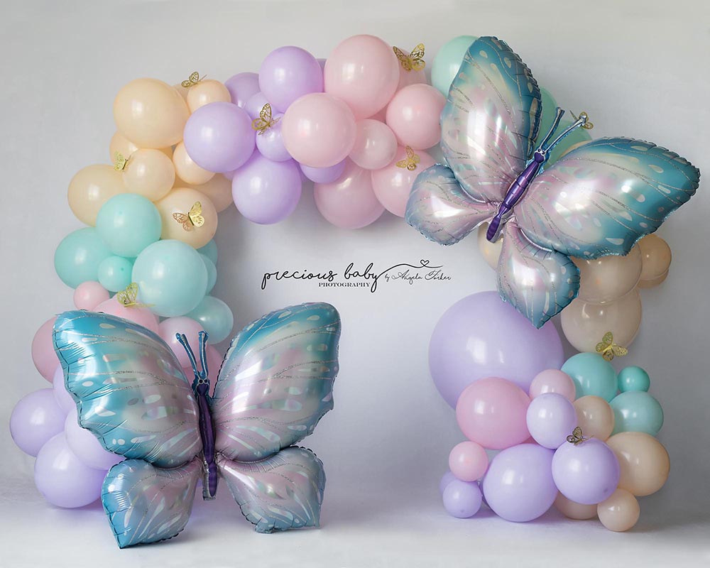 VIP Avezano Pastel Butterfly Balloon Arch Photography Backdrop by Angela Forker