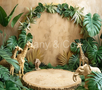 Avezano Green Jungle Clay Animal Digital Backdrop Designed By Elegant Dreams