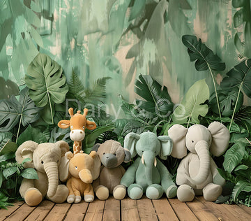 Avezano Green Jungle Elephant Doll Digital Backdrop Designed By Elegant Dreams