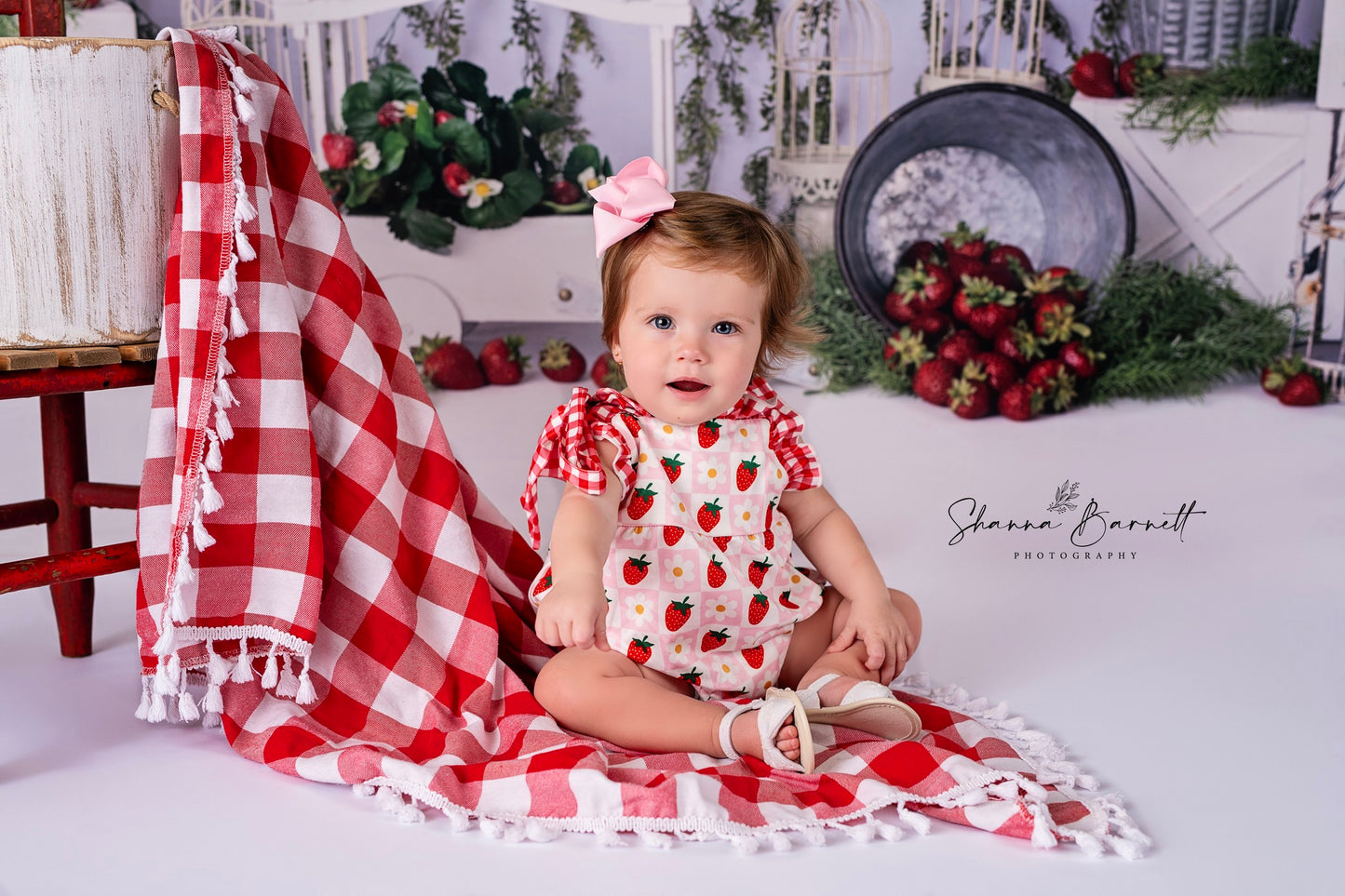 Toile de fond pour photographie sur le thème des fraises d'Avezano conçue par Angela Forker