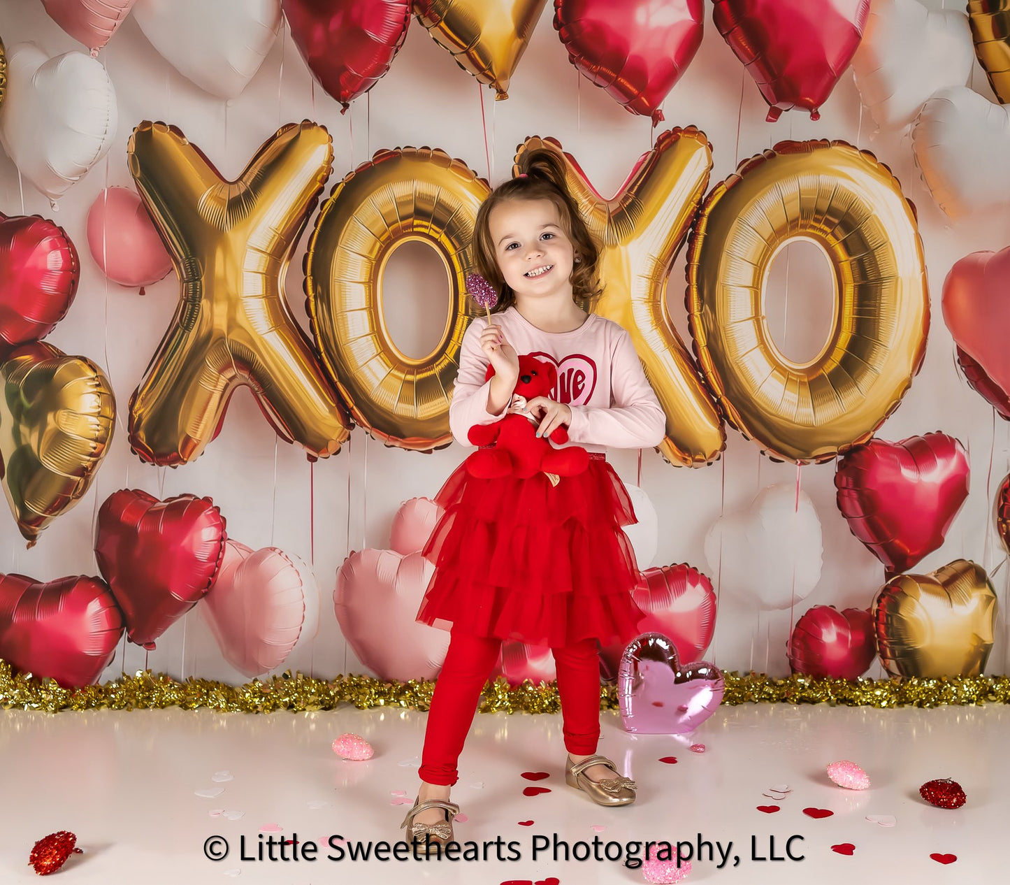 Avezano Valentine Balloon XOXO Photography Backdrop Designed By Polly Ro Design