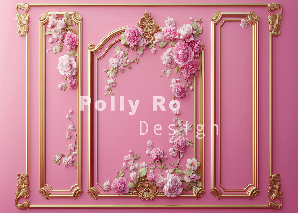 Fleurs de la Saint-Valentin d'Avezano sur toile de fond rose conçue par Polly Ro Design