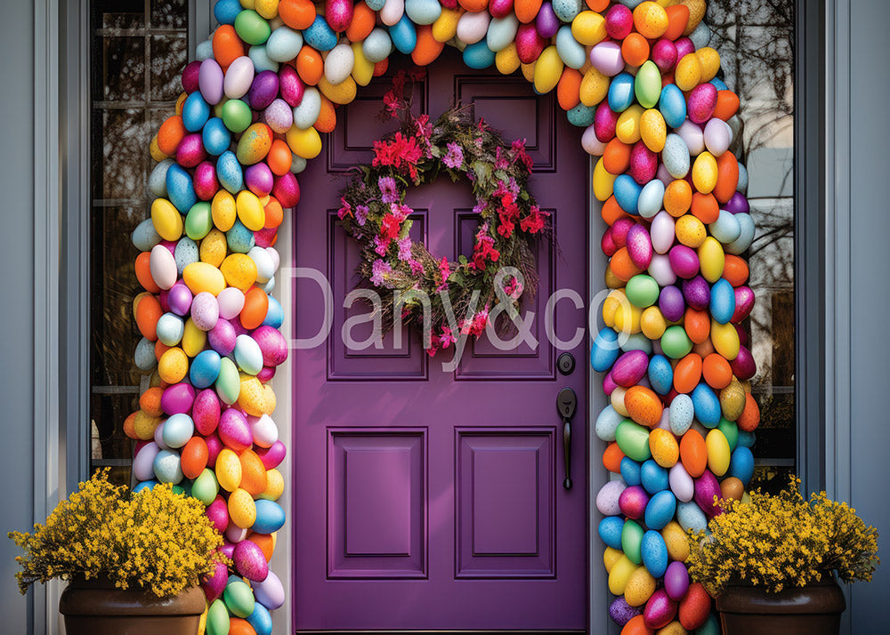 Avezano Purple Doors and Eggs Photography Backdrop Designed By Danyelle Pinnington